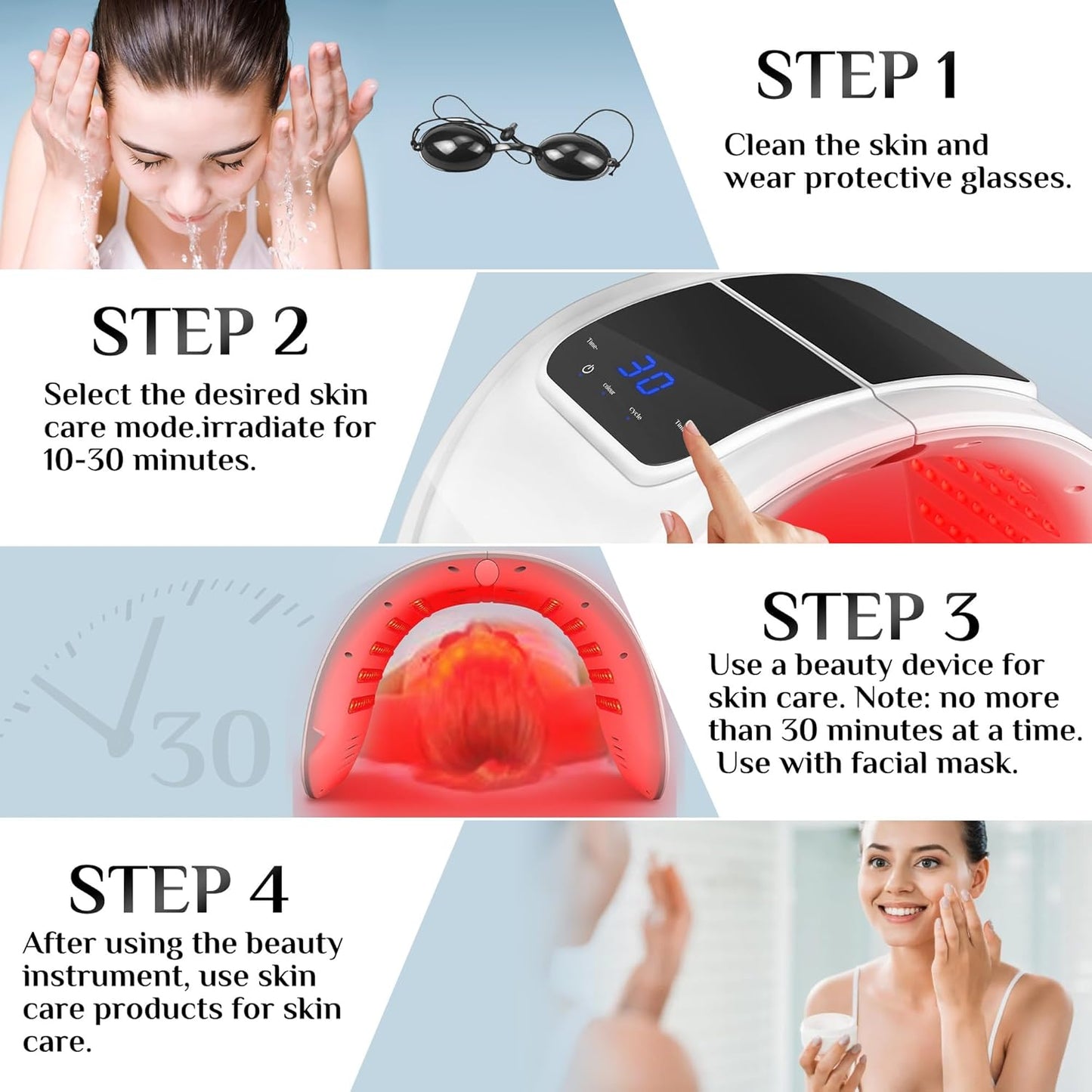 LED Face Light Therapy Mask with Spray Hydration – 7 Color Modes - Aussies Premium