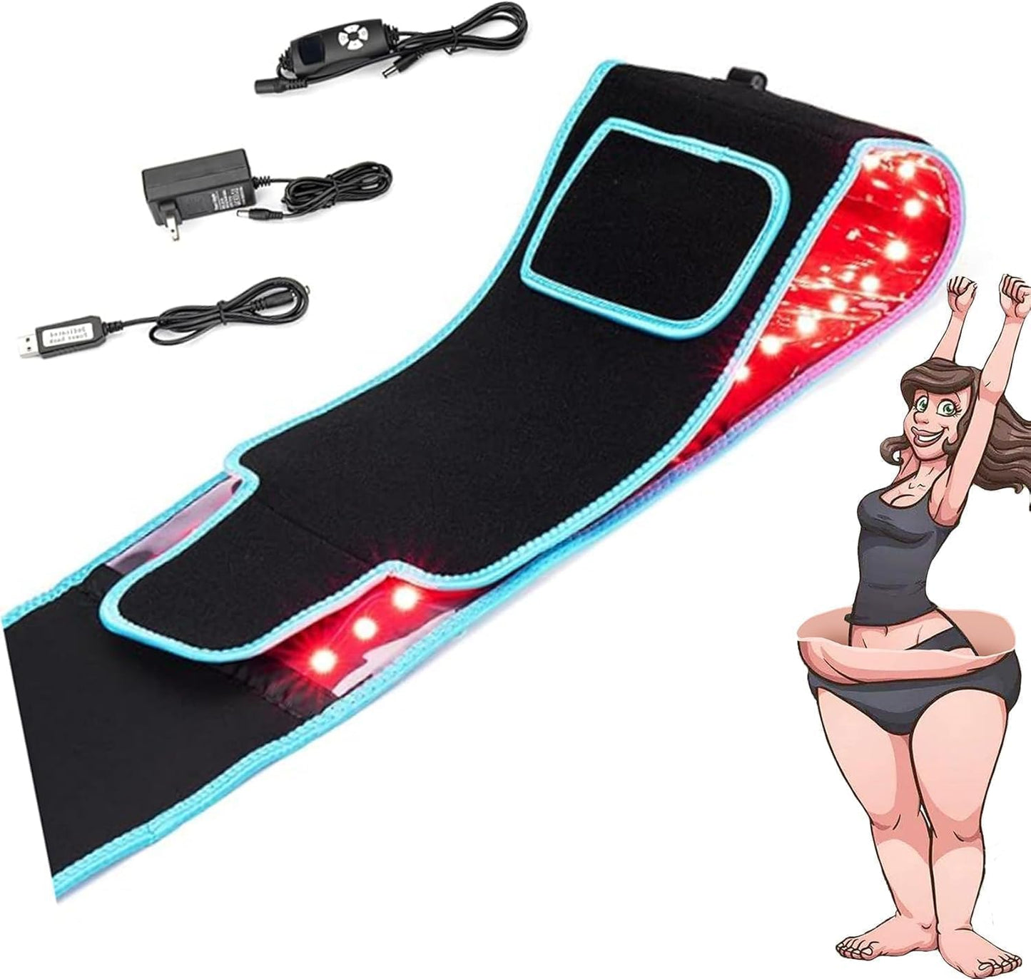 🔴 660nm Red Light 850nm Infrared Light Therapy Belt – Pain Relief & Fat Reduction Wrap
