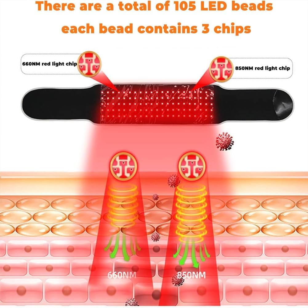 🔴 660nm Red Light 850nm Infrared Light Therapy Belt – Pain Relief & Fat Reduction Wrap