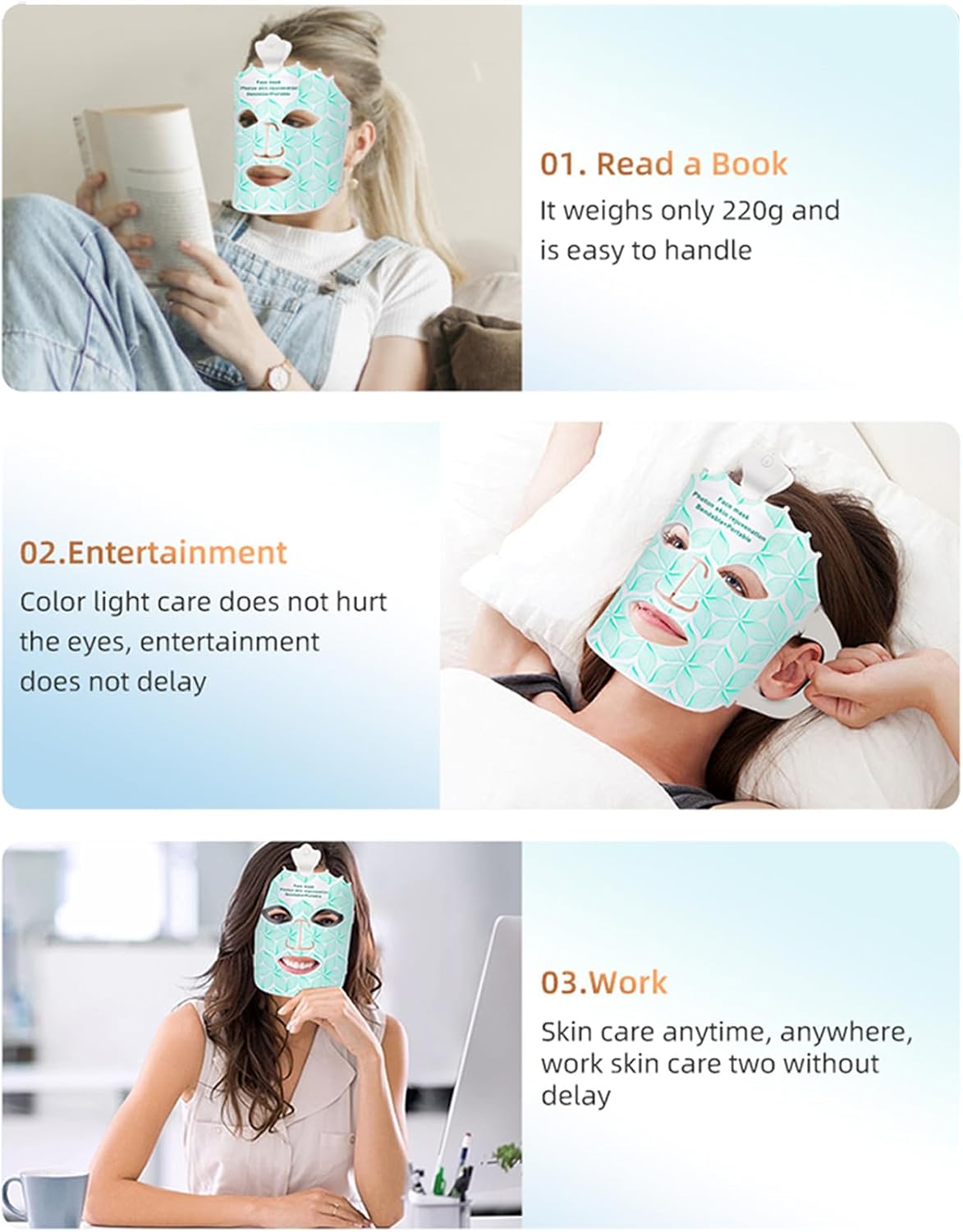 LED Light Face Mask Facial Skin Rejuvenation Therapy Anti Wrinkle - Aussies Premium
