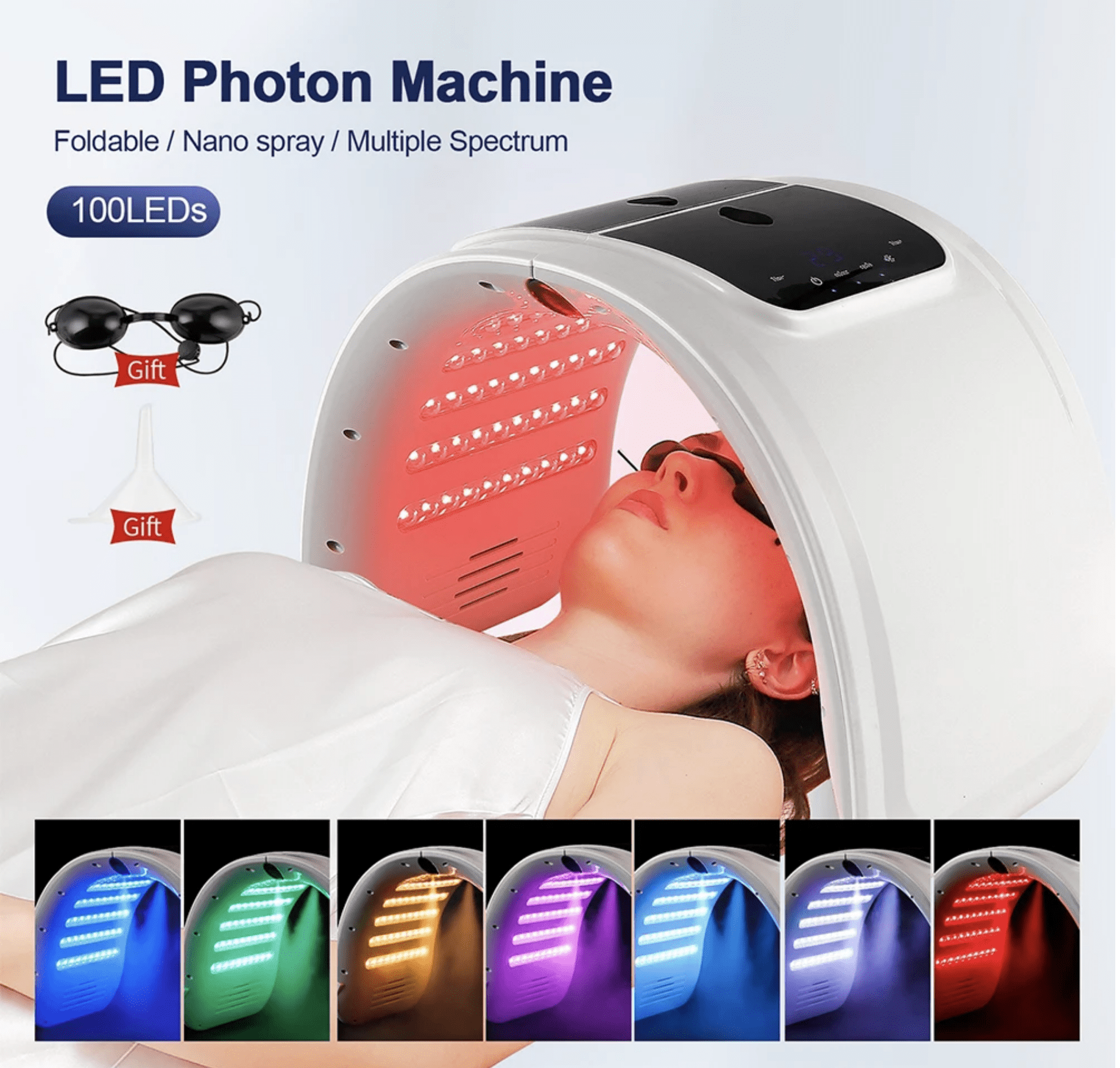 LED Face Light Therapy Mask with Spray Hydration – 7 Color Modes - Aussies Premium