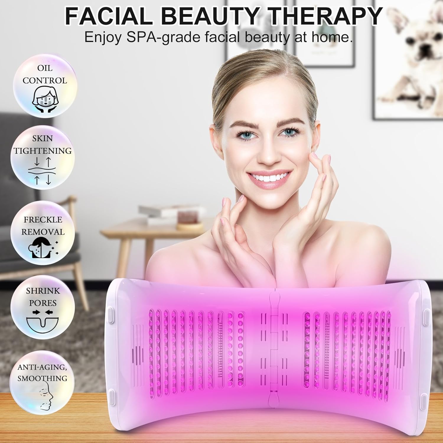 LED Face Light Therapy Mask with Spray Hydration – 7 Color Modes