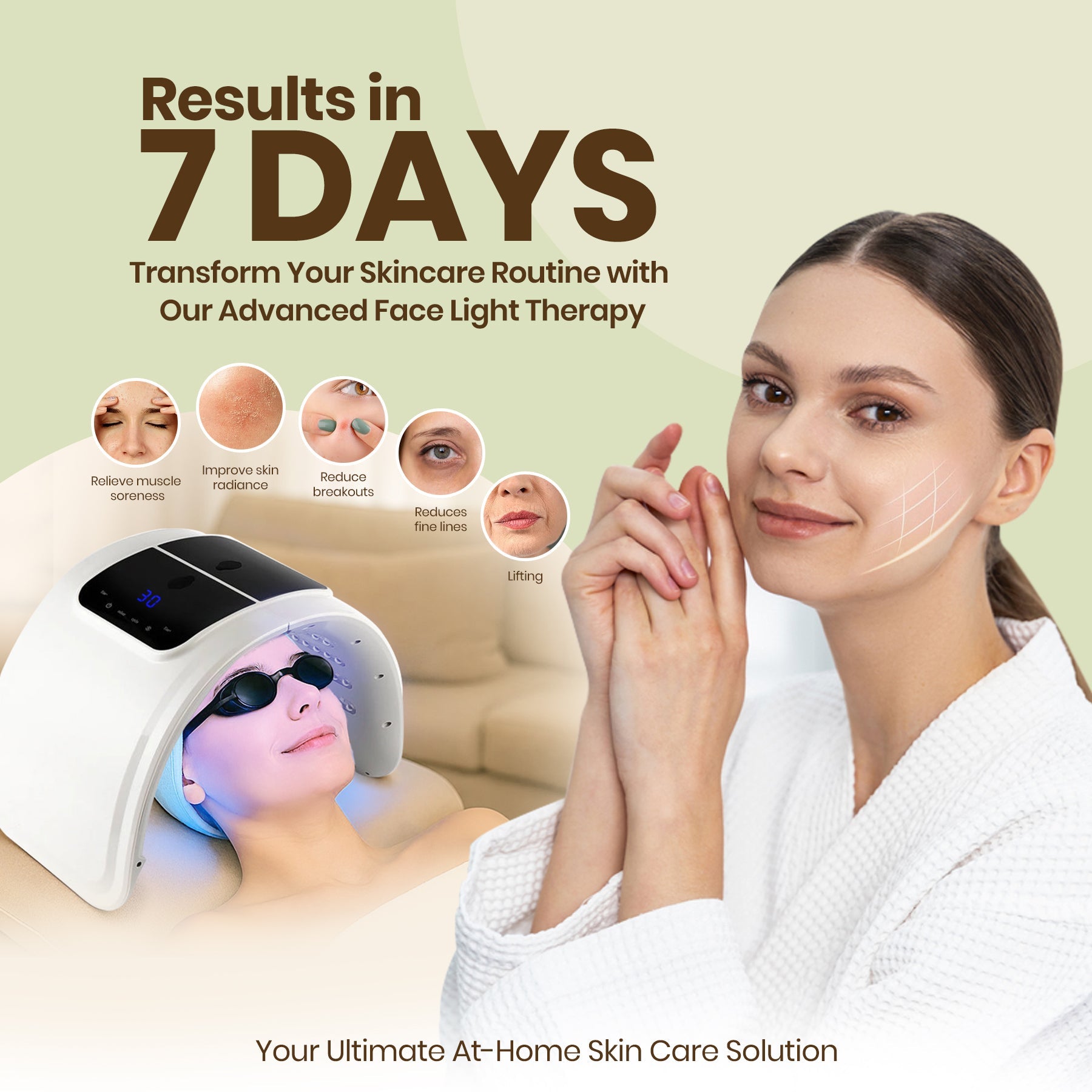 LED Face Light Therapy Mask with Spray Hydration – 7 Color Modes