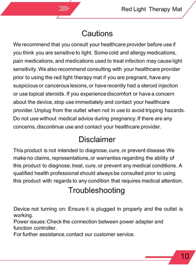 Red Light Therapy Mat 50x100cm