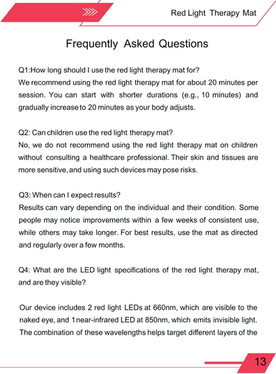 Red Light Therapy Mat 50x100cm