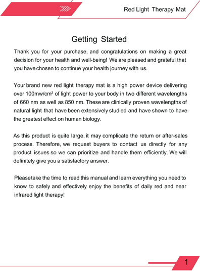 Red Light Therapy Mat 50x100cm