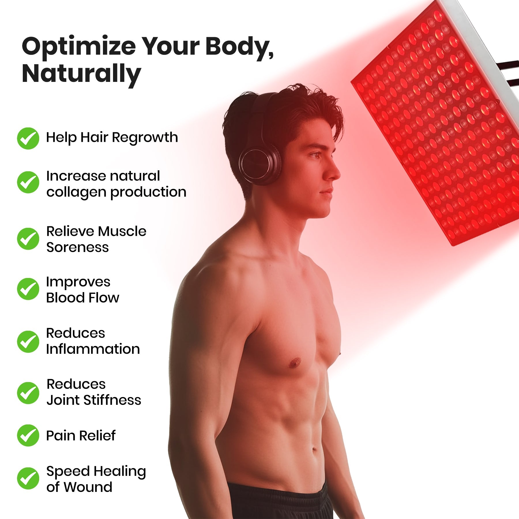 Red Wave Healing Therapy Lamp for Face & Body - Square 🔲