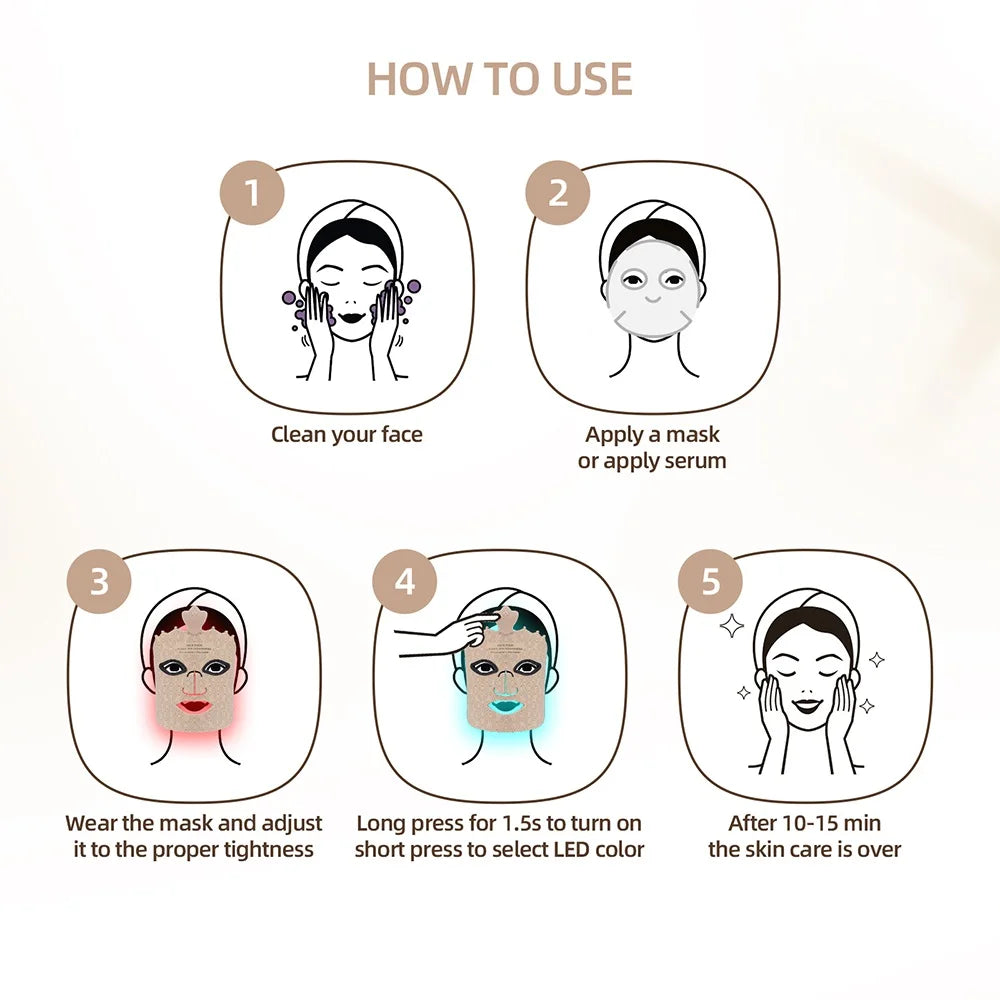Bio Healing™ 7-Color LED Bendable Facial Mask – Wrinkle & Acne Care - Aussies Premium