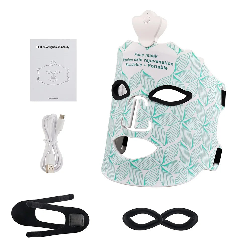 Bio Healing™ 7-Color LED Bendable Facial Mask – Wrinkle & Acne Care - Aussies Premium